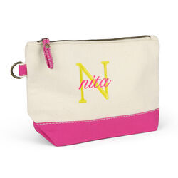 Nantucket Cosmetic Bag with Hot Pink Trim